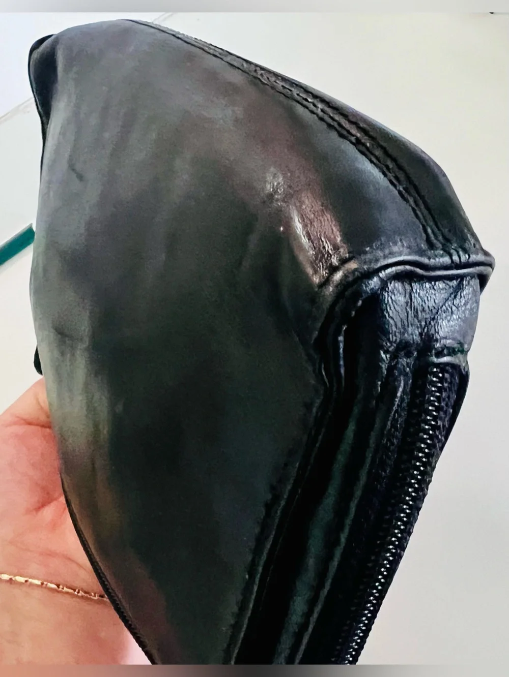 Vintage Satchi Black Genuine Leather Travel Organizer and Clutch Wristlet.